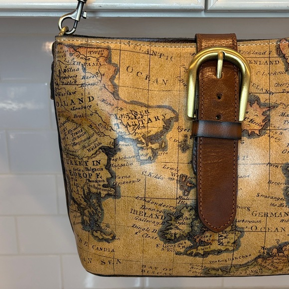 Patricia Nash Bag Purse Handbag Leather Vintage Irving Europe Map Shoulder Bag - Picture 3 of 17
